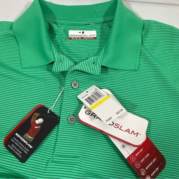 New With Tag Men’s Grand slam Golf Polo Shirt Size M Green - Picture 6 of 8